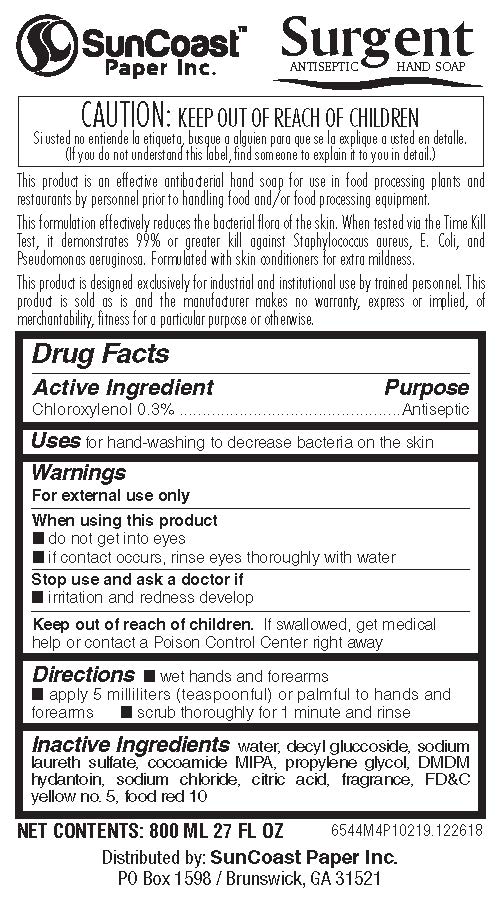 Pill image for Surgent Antiseptic Hand Soap 6544 Drug Facts And Label