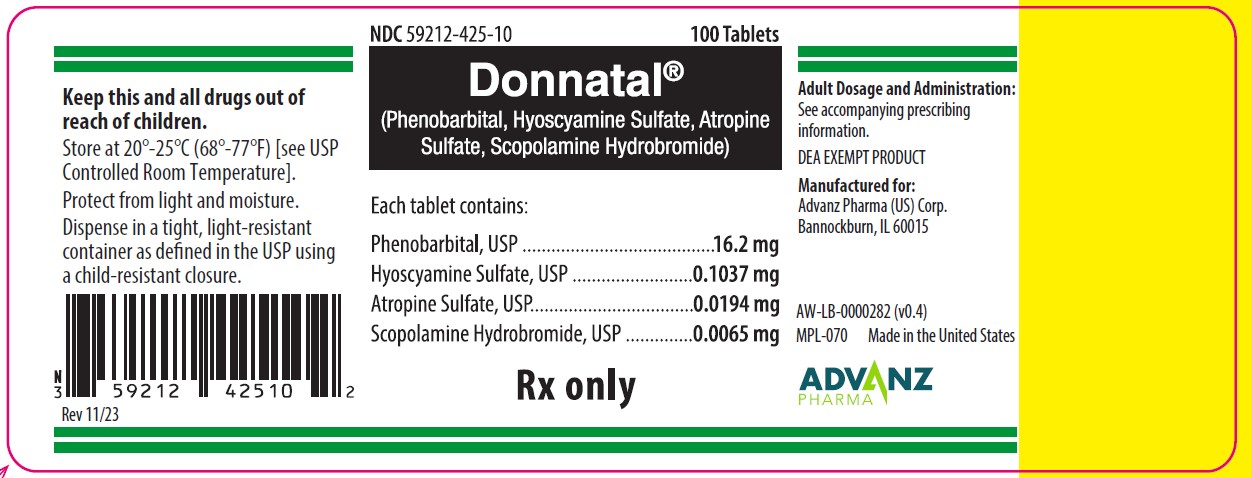 Pill image for Donnatal® (phenobarbital, Hyoscyamine Sulfate, Atropine Sulfate, Scopolamine Hydrobromide) Tablets