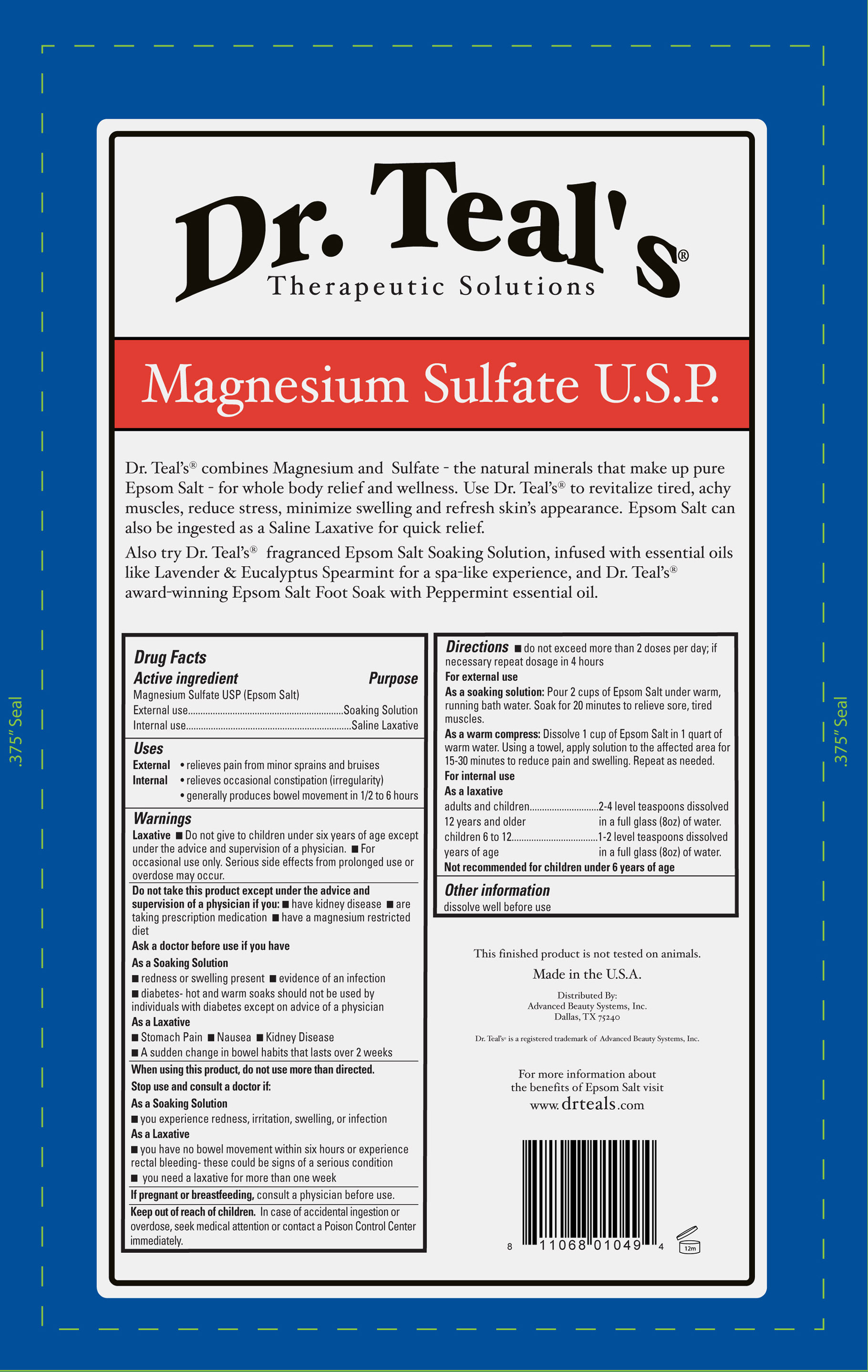Pill image for Dr. Teals Magnesium Sulfate U.s.p.
