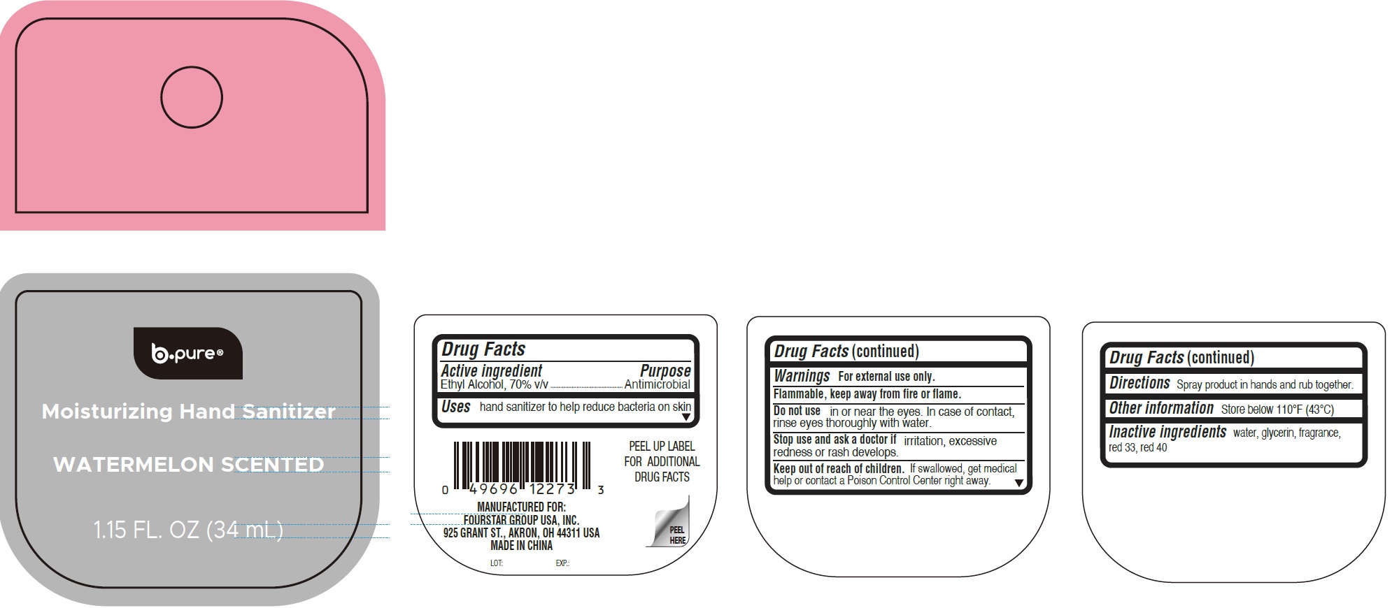 Pill image for B-pure Moisturizing Hand Sanitizer, Watermelon Scented