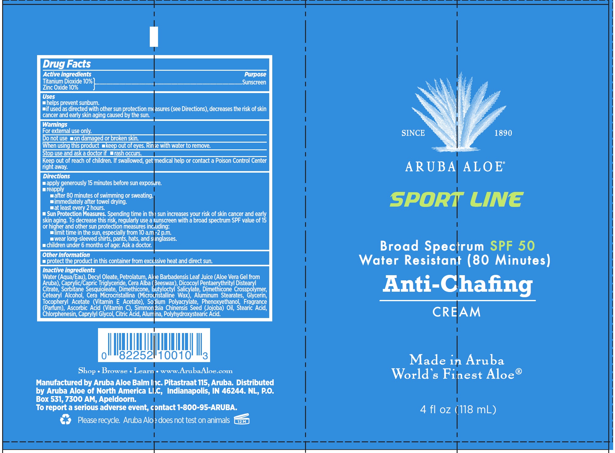 Pill image for Aruba Aloe Sport Line Broad Spectrum Spf 50 Anti-chafing Cream