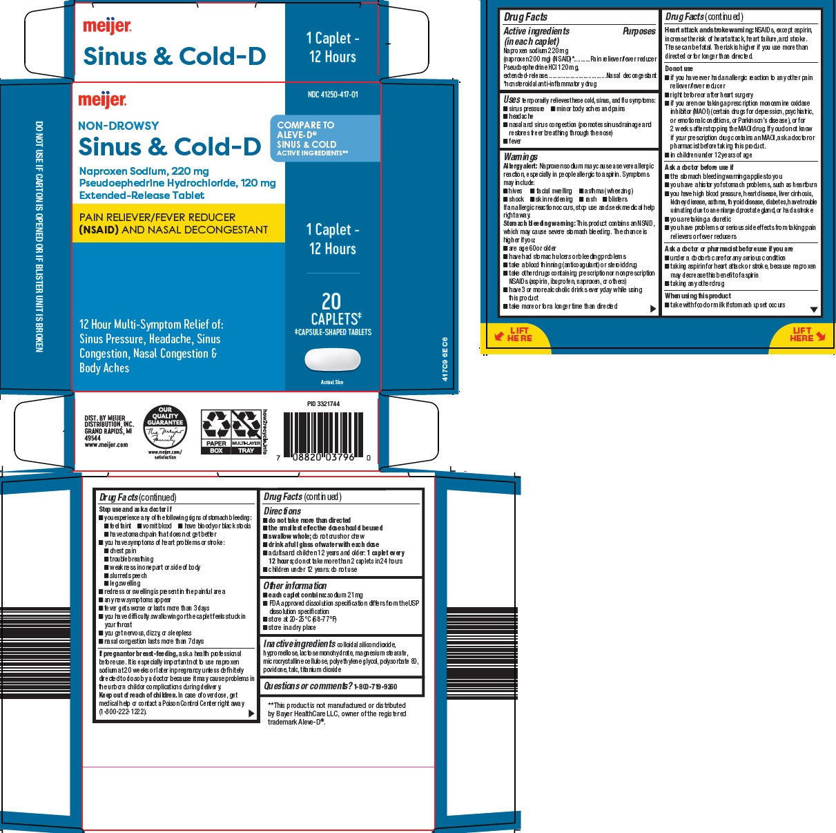 Pill image for Meijer Distribution, Inc. Sinus & Cold-d Drug Facts