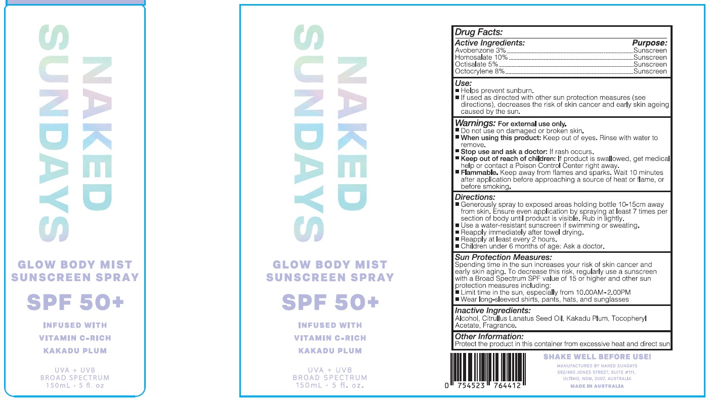 Pill image for naked sundays glow body mist sunscreen spray spf 50 +