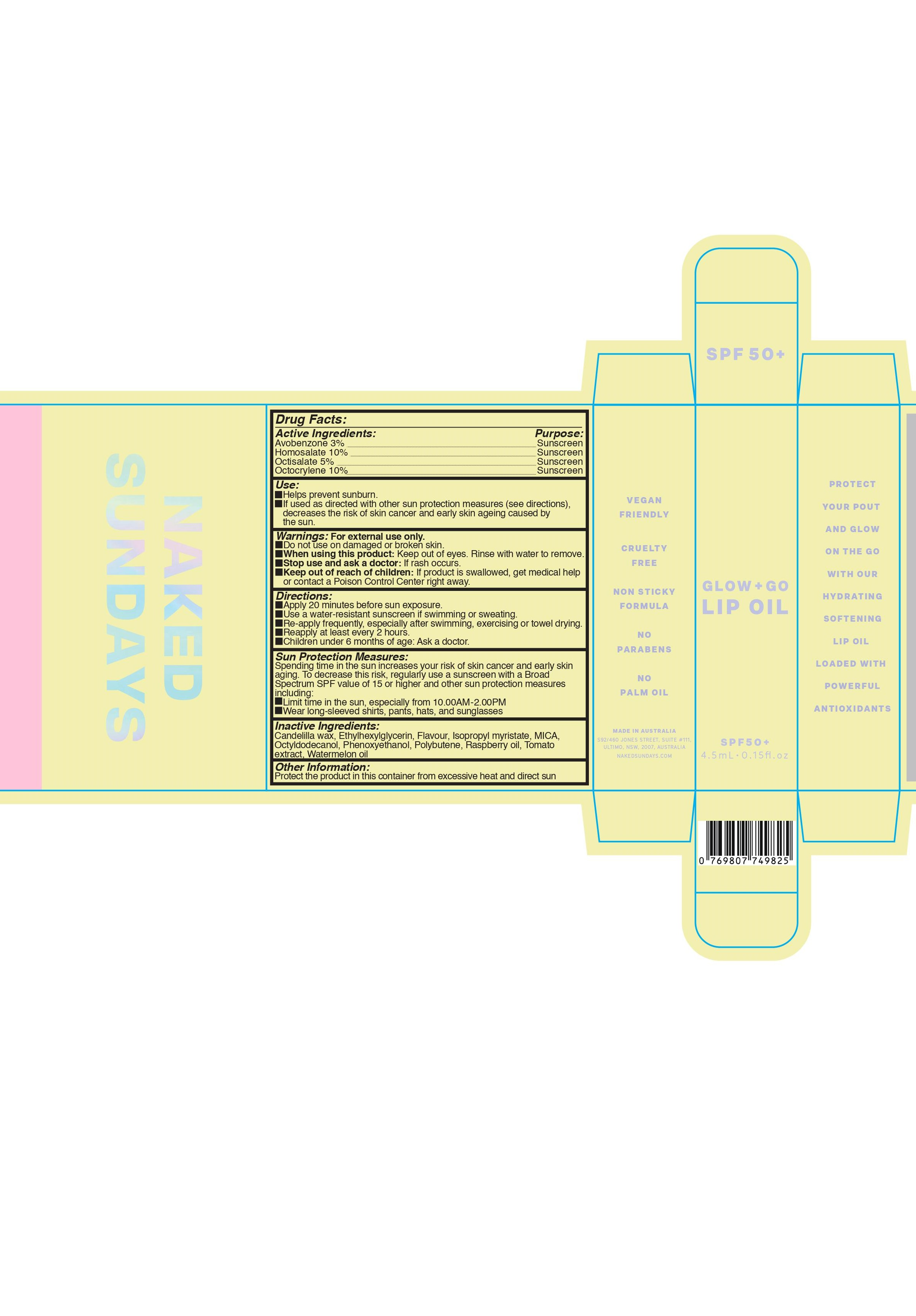 Pill image for Naked Sundays Spf50+ Glow + Go Lip Oil