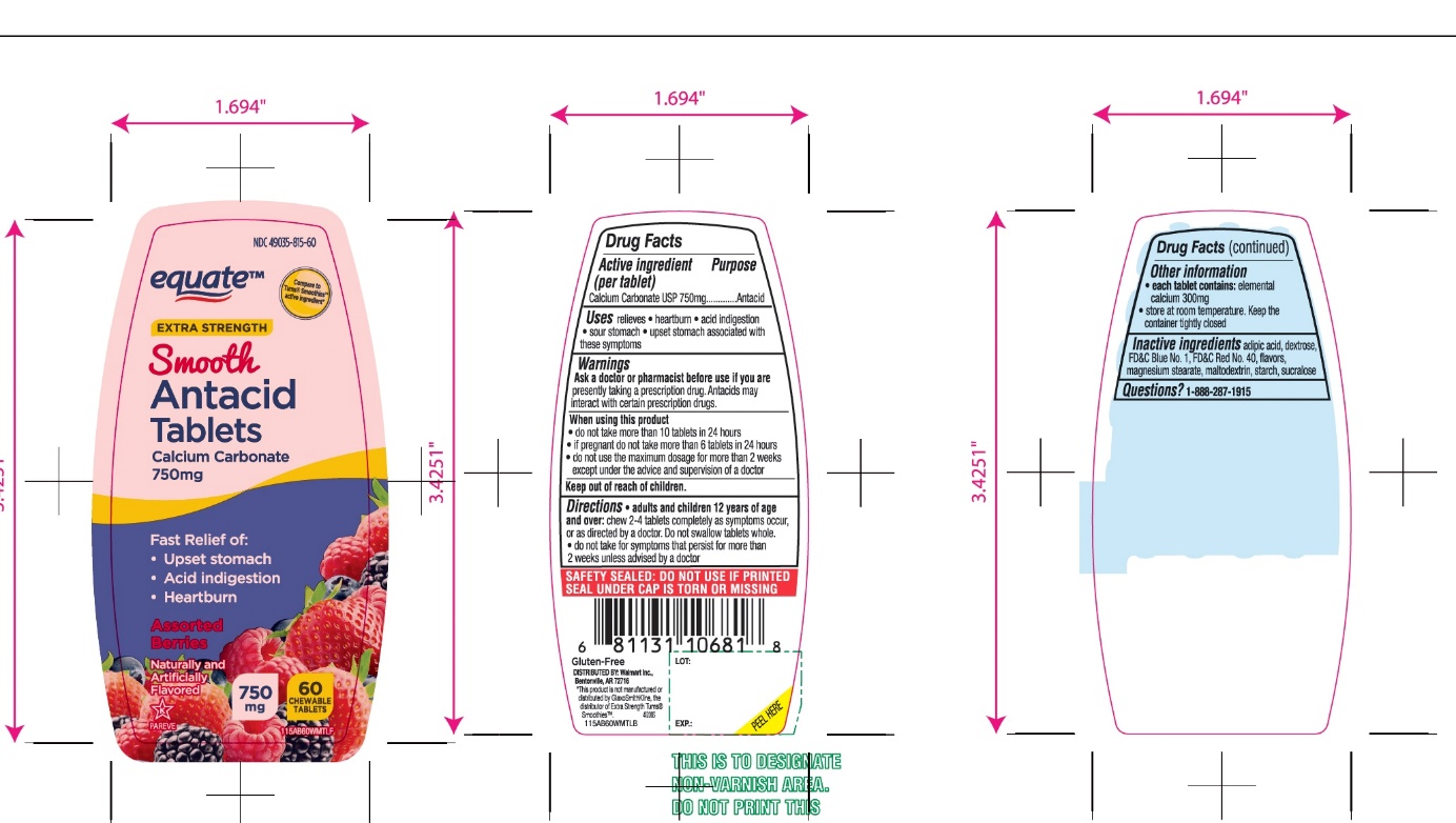 Pill image for Equate Extra Strength Smooth Antacid 750 Mg Assorted Berries Chewable Tablets