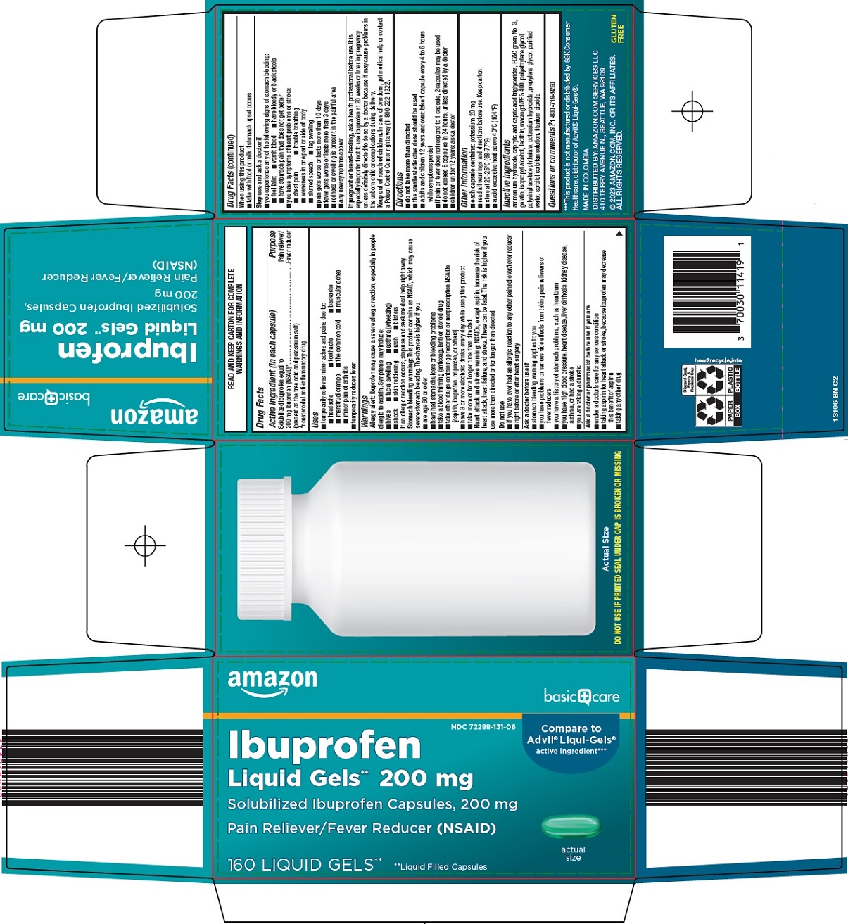 Pill image for Amazon Ibuprofen Liquid Gels** 200 Mg Drug Facts