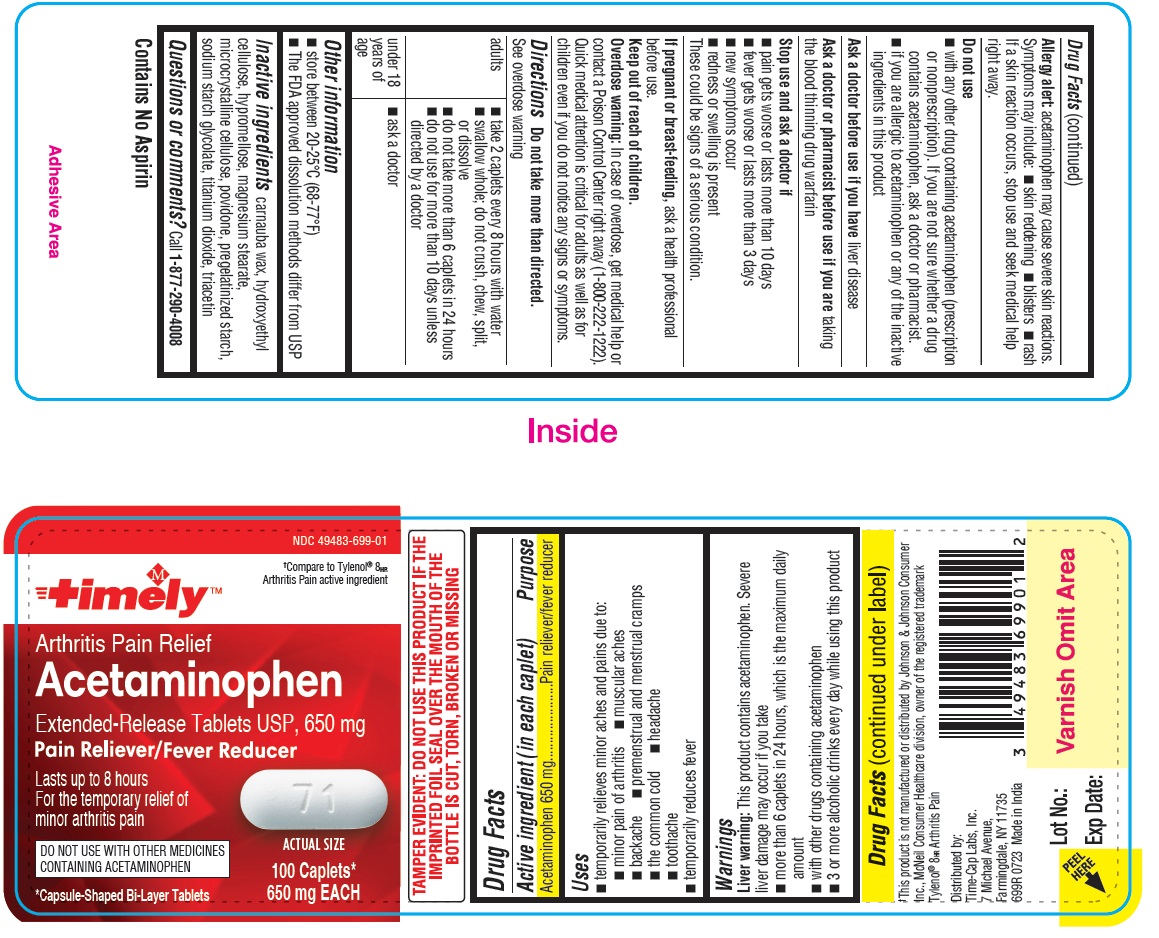 Pill image for Timely 699r 704r Acetaminophen Extended-release Tablets Usp, 650 Mg
