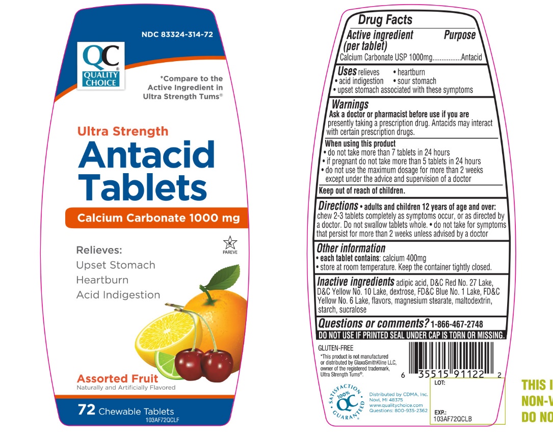 Pill image for Quality Choice Ultra Strength Antacid Calcium Carbonate 72 Chewable Tablets