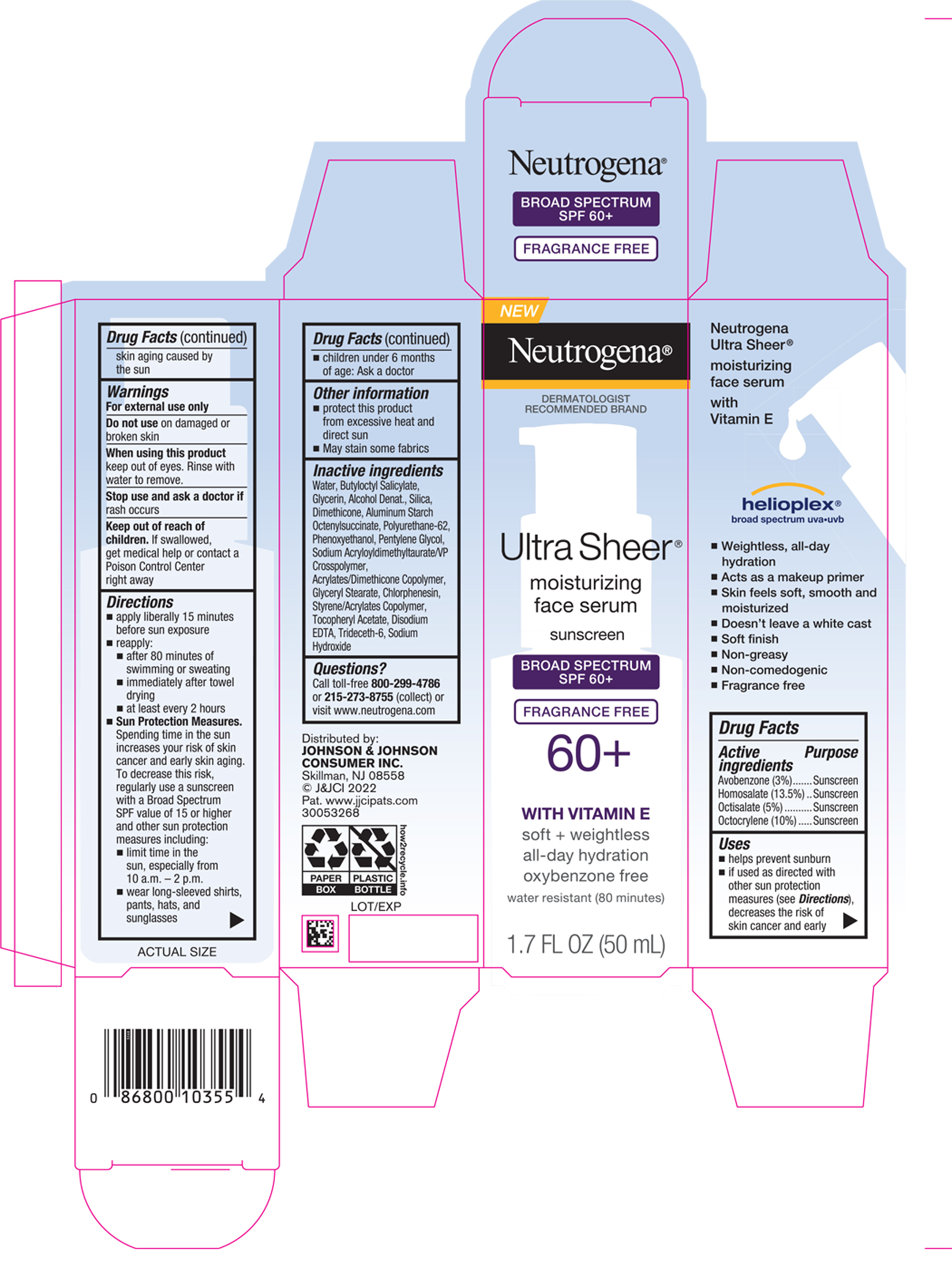 Pill image for Neutrogena Ultra Sheer Moisturizing Face Serum Sunscreen Broad Spectrum Spf 60 Plus