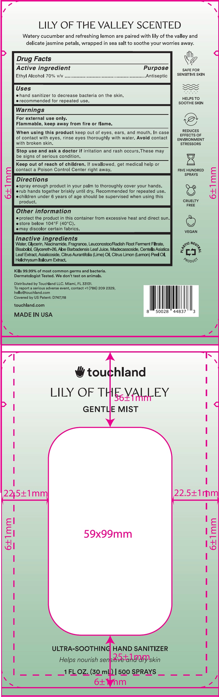 Pill image for touchland gentle mist ultra soothing hand lily of the valley