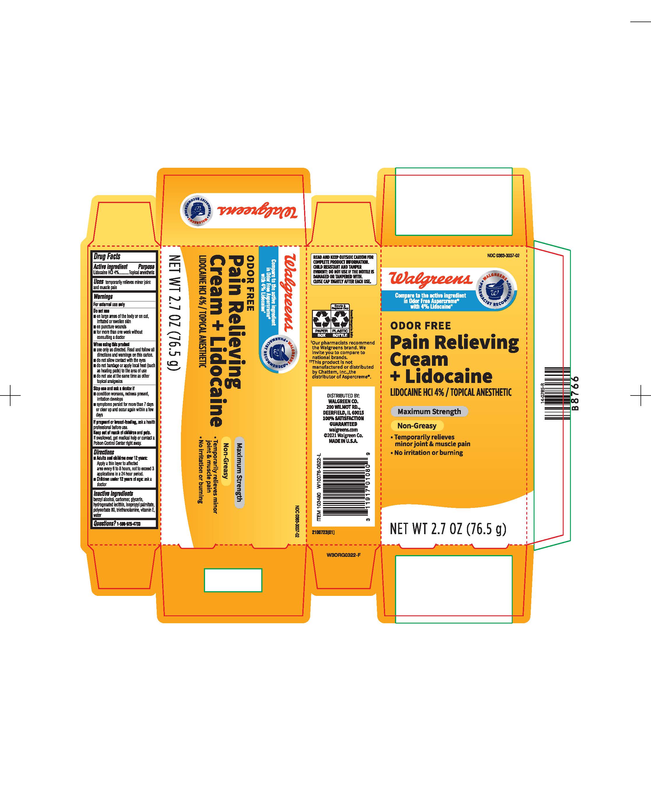 Pill image for Walgreens Pain Relieving Cream + Lidocaine