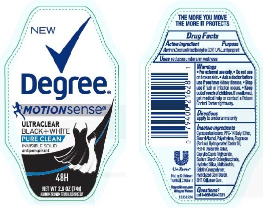 Pill image for Degree-motionsense Ultraclear Black And White Pure Clean Invisible Solid 48h Antiperspirant
