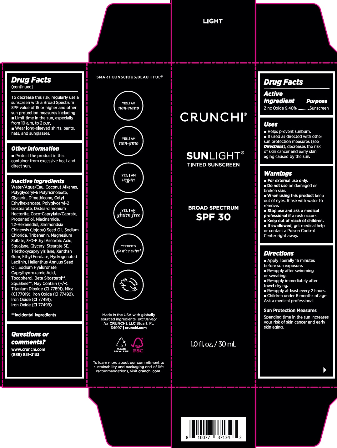 Pill image for crunchi sunlight tinted sunscreen spf 30, light