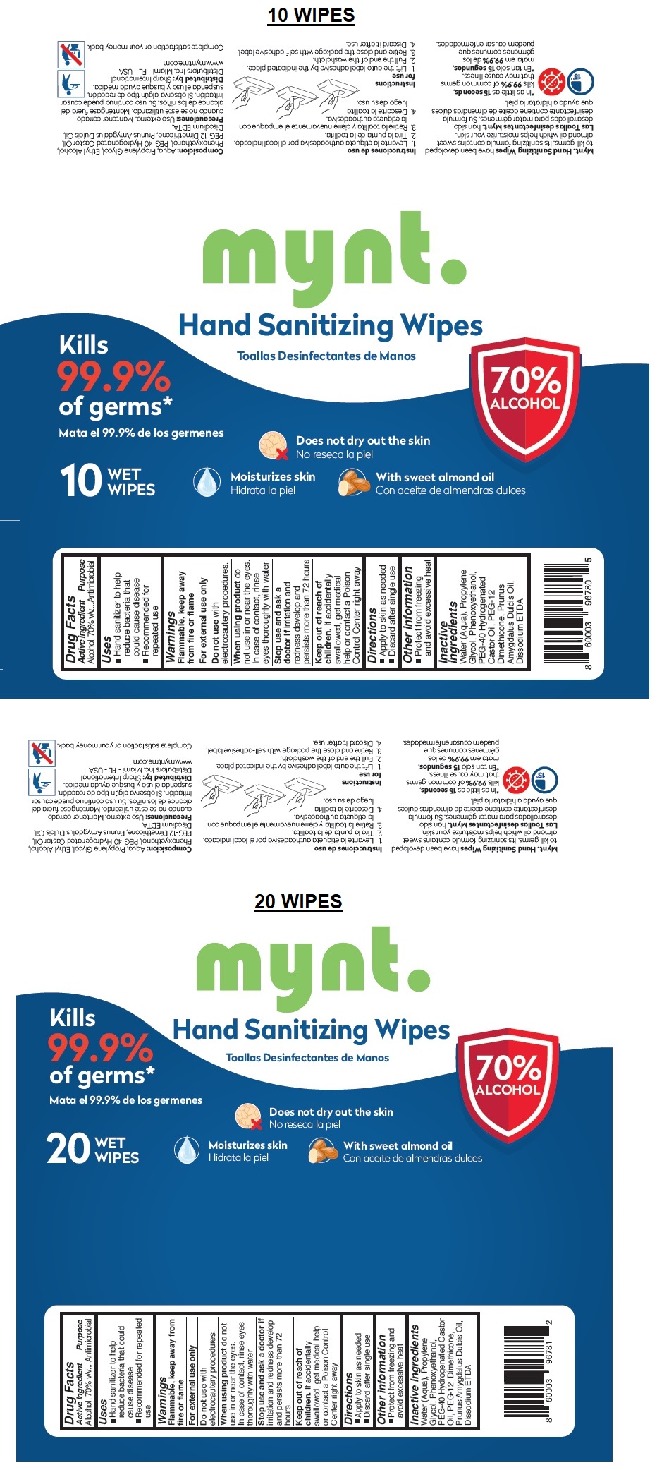 Pill image for Mynt. Hand Sanitizing Wipes