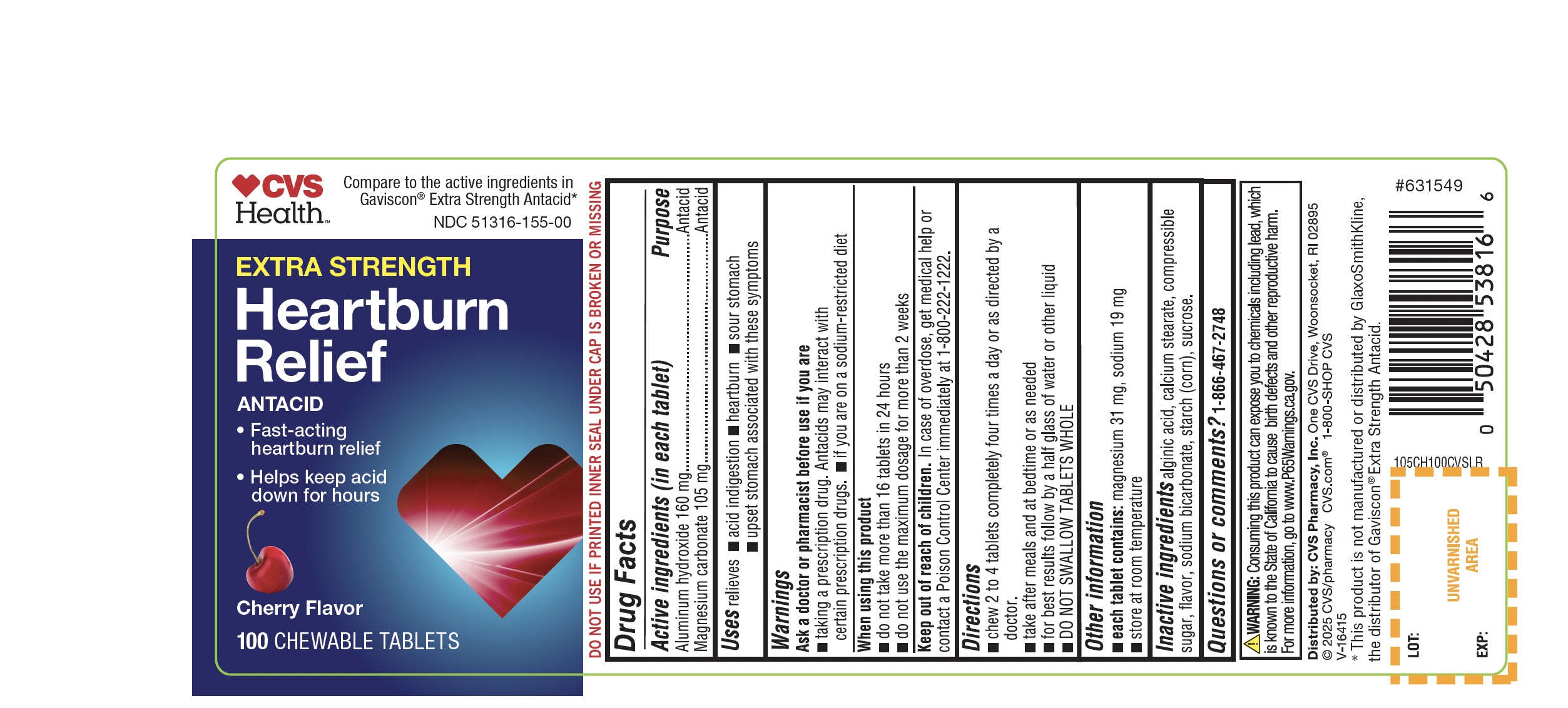 Pill image for Cvs Extra Strength Antacid Tablets Cherry Flavor 100 Count