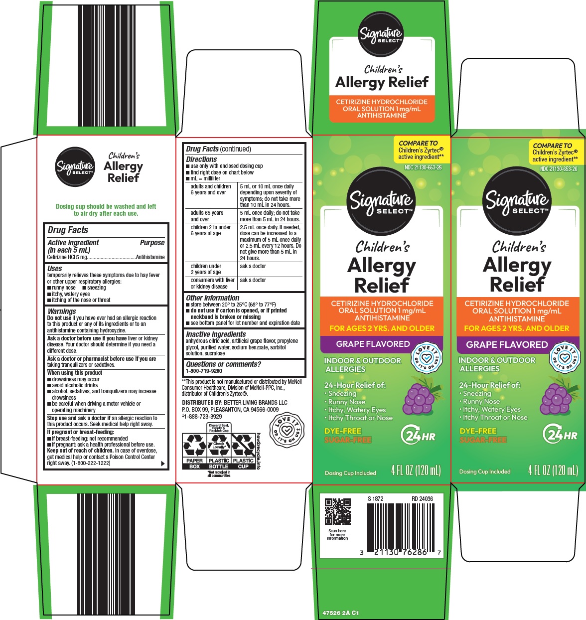 Pill image for Better Living Brands Llc Children’s Allergy Relief Drug Facts