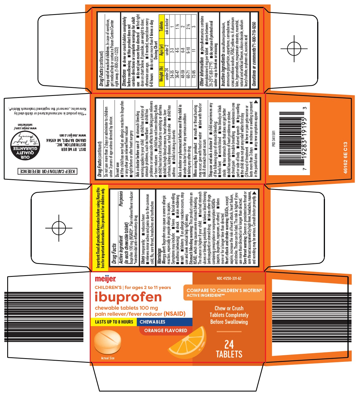 Pill image for Meijer Distribution, Inc. Children’s Ibuprofen Drug Facts