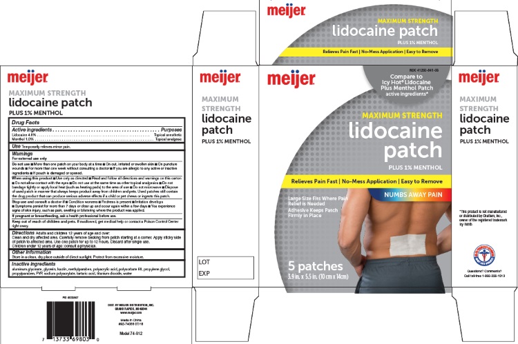 Pill image for Meijer Maximun Strength Lidocaine Patch Plus Menthol