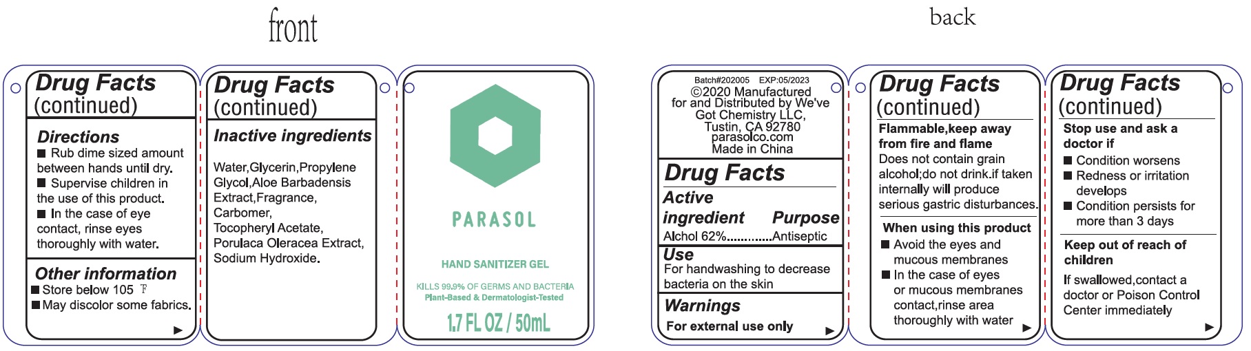 Pill image for parasol hand sanitizer gel