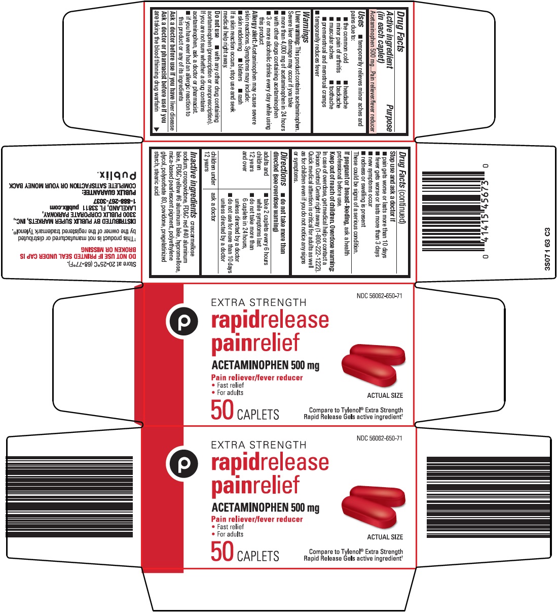 Pill image for Publix Super Markets, Inc. Rapid Release Pain Relief Drug Facts