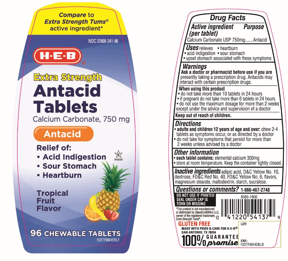 Pill image for Heb Extra Strength Tropical Fruit Antacid 96 Tabs Drug Facts