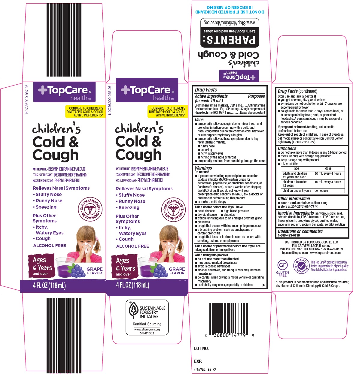 Pill image for topco associates llc. children’s cold and cough drug facts