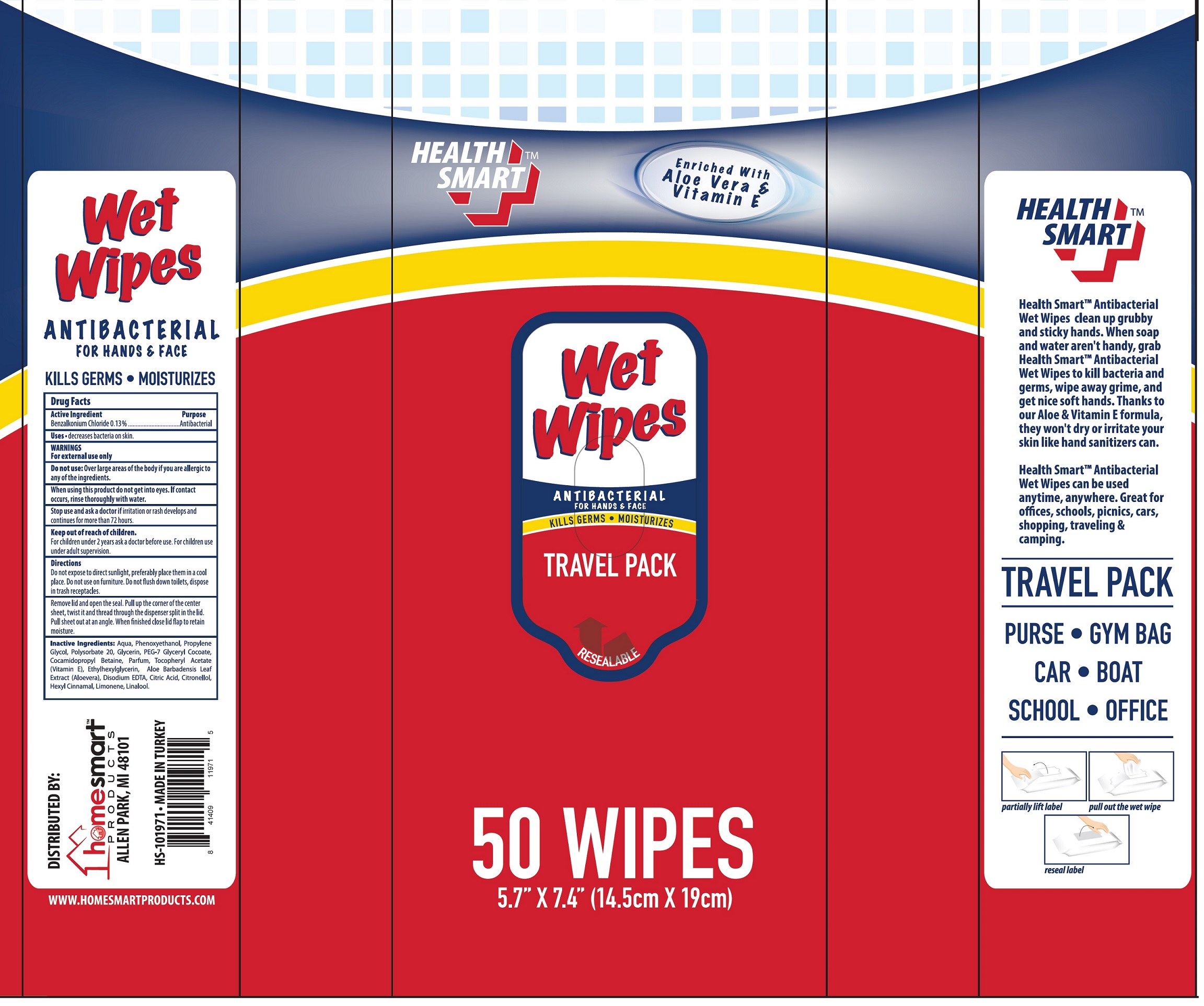 Pill image for Health Smart Antibacterial Wet Wipes