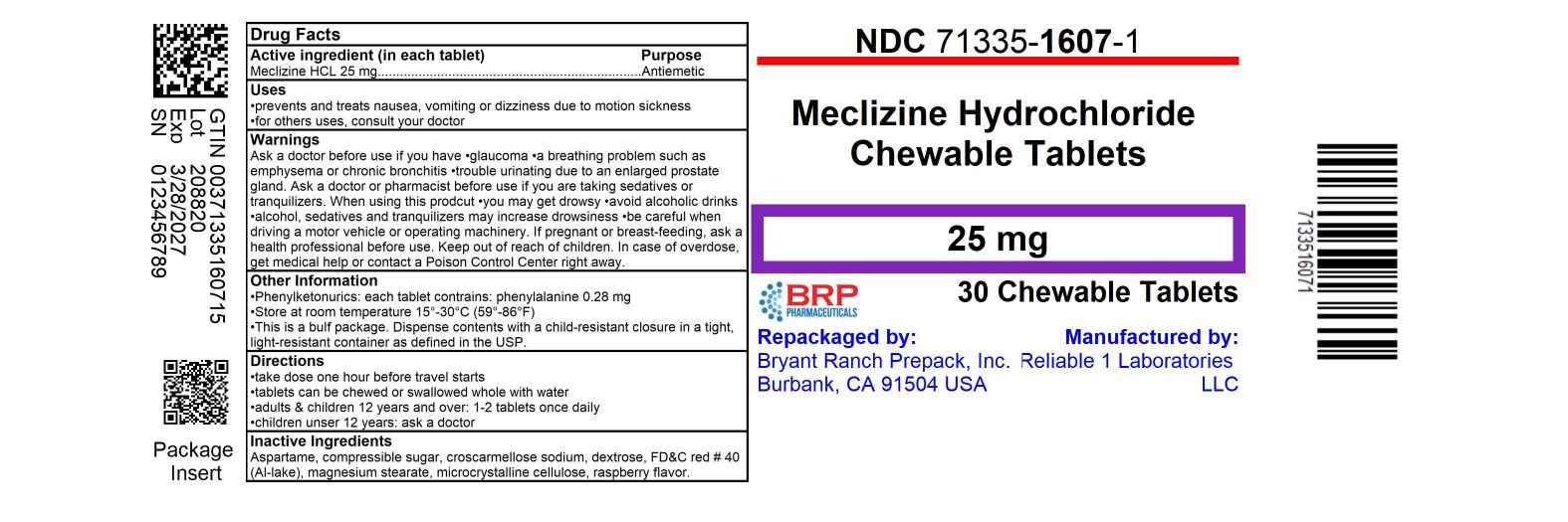 Pill image for meclizine hcl 25 mg