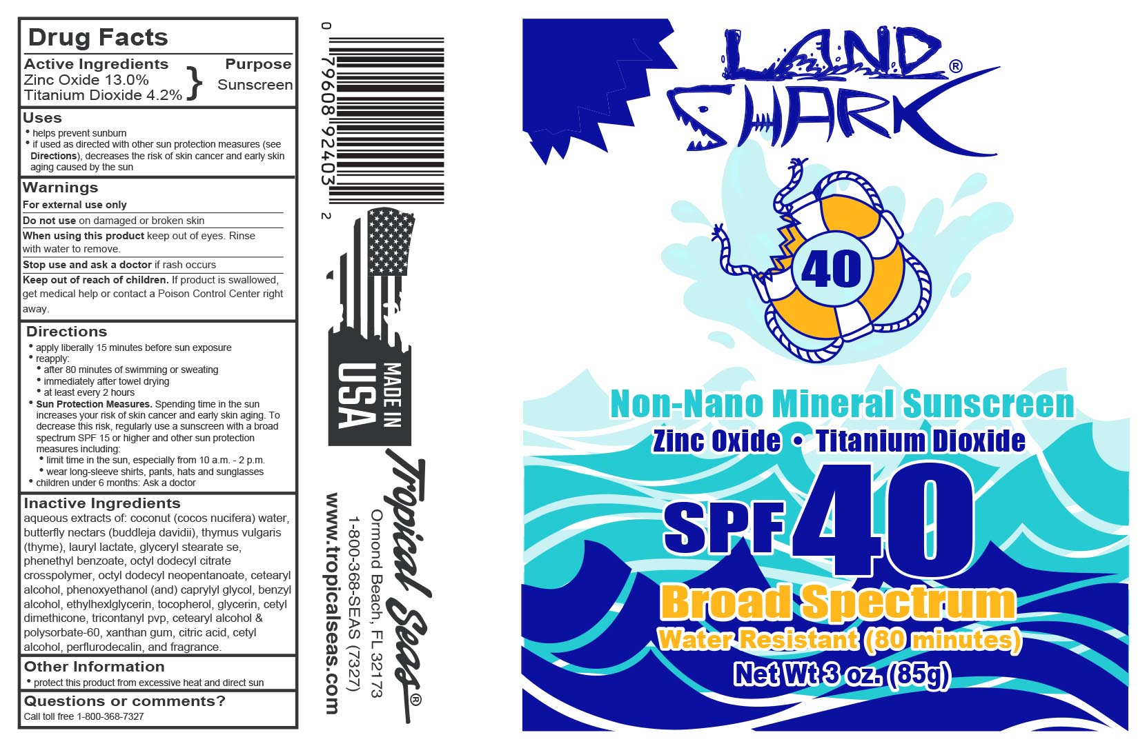 Pill image for Land Shark Spf 40 Non-nano Mineral Sunscreen