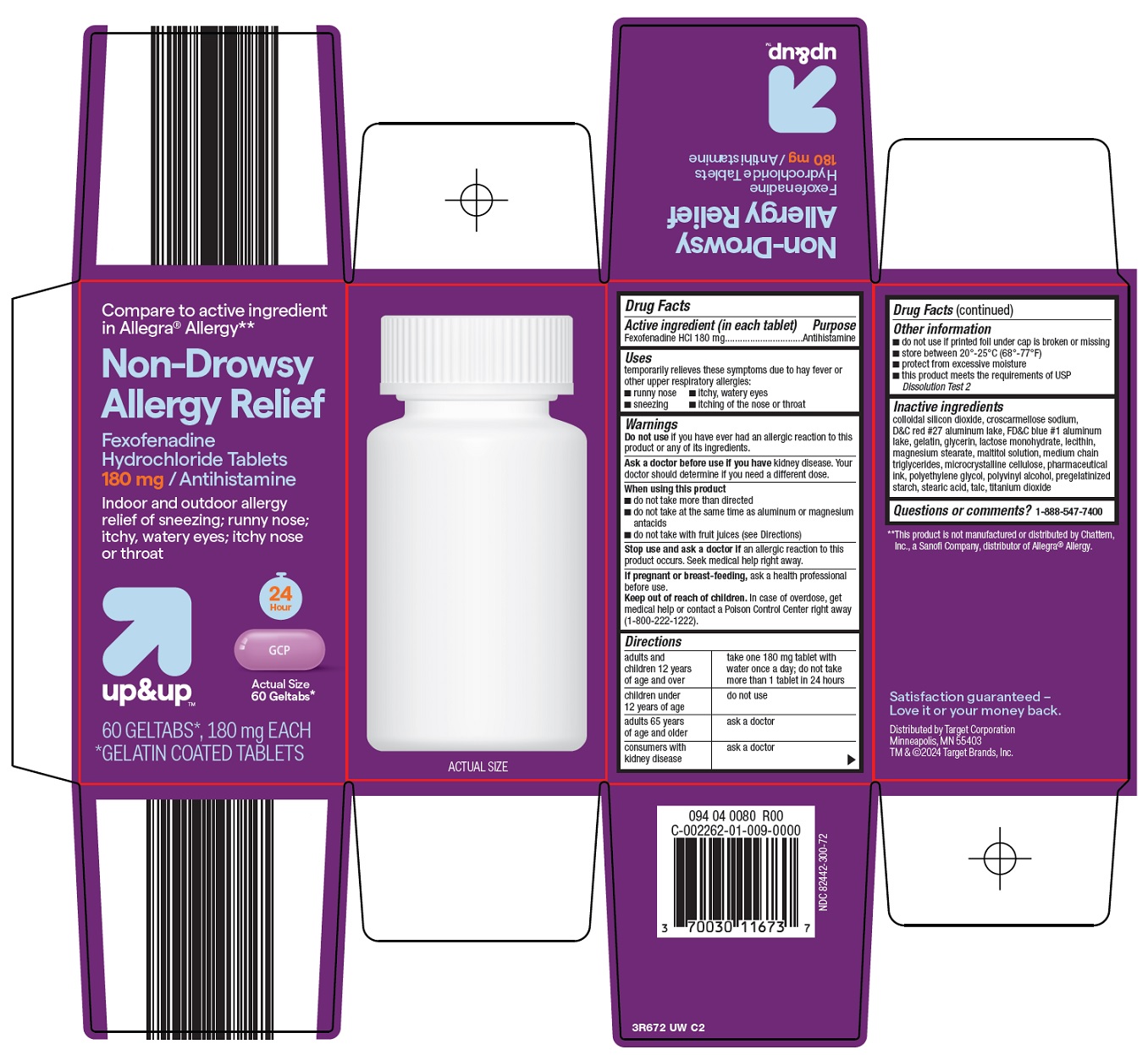 Pill image for Target Corporation Non-drowsy Allergy Relief Drug Facts