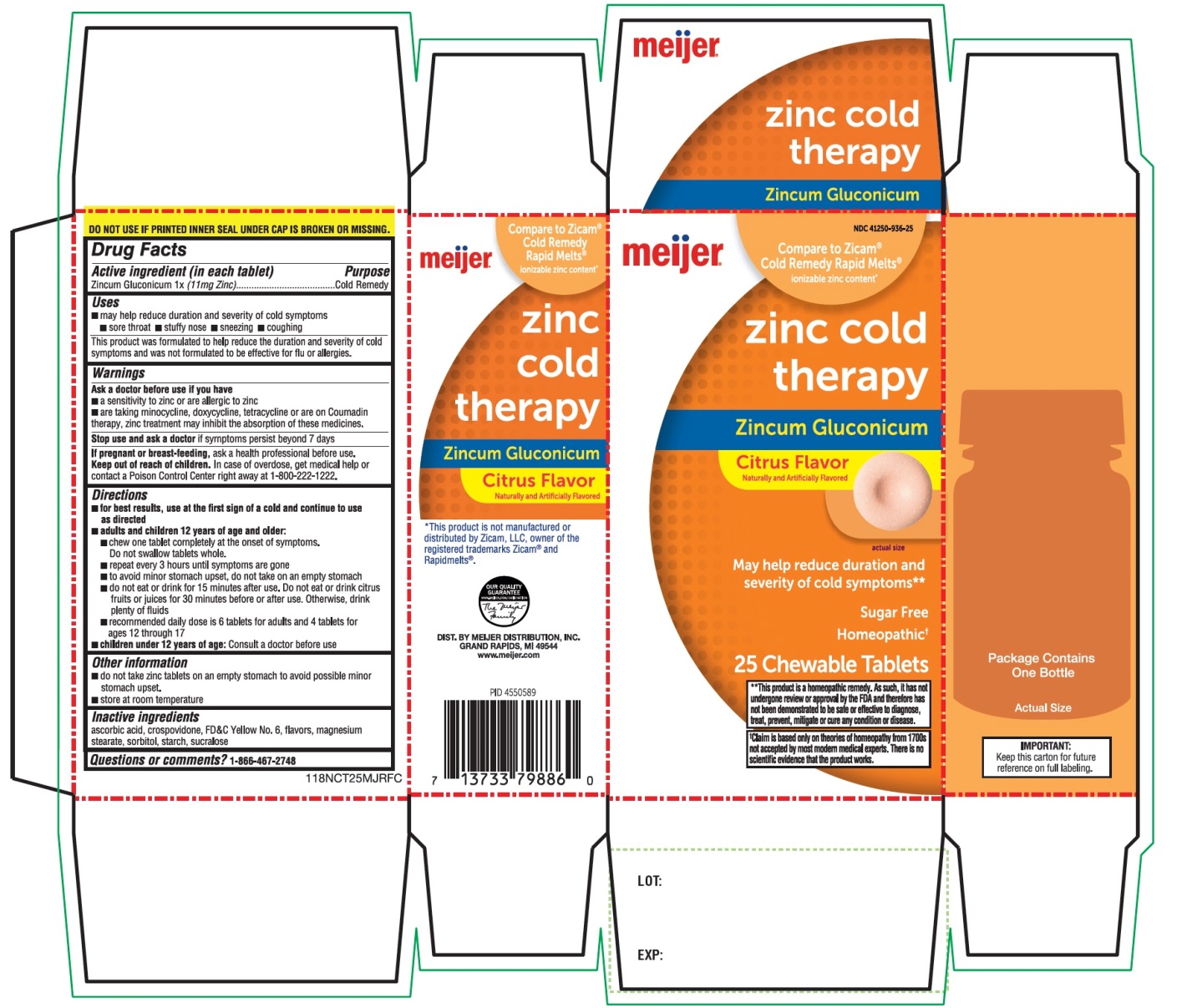 Pill image for Meijer Zinc Tablets Citrus Flavor 25 Chewable Tablets
