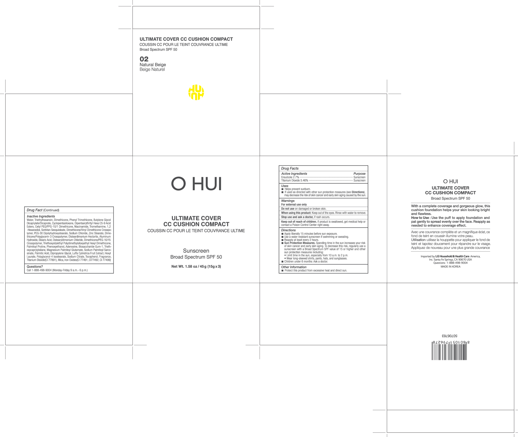 Pill image for 53208-601-03 Ohui Ultimate Cover Cc Cushion Compact 02 Natural Beige