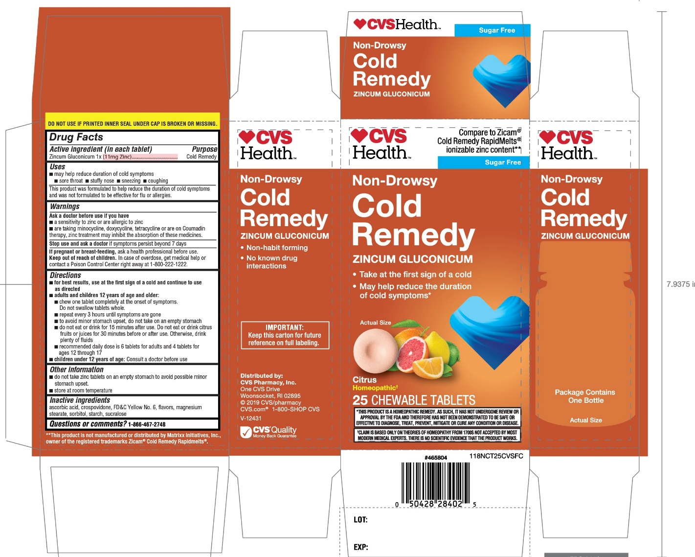 Pill image for Cvs Health Zinc Tablets Citrus Flavor 25 Chewable Tablets