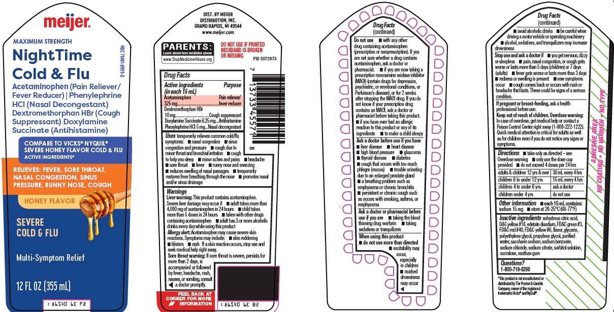 Pill image for Meijer Distribution, Inc. Night Time Cold & Flu Drug Facts