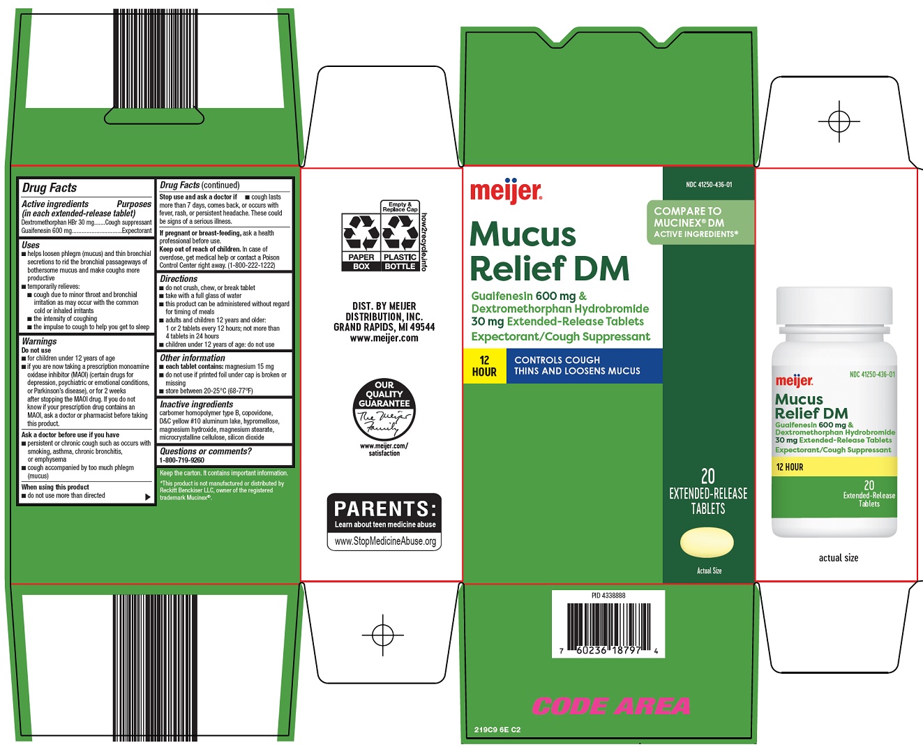 Pill image for Meijer Distribution, Inc. Mucus Relief Dm Drug Facts