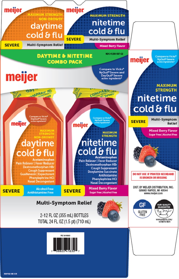 Pill image for Meijer Distribution, Inc. Nitetime Daytime Cold & Flu Drug Facts