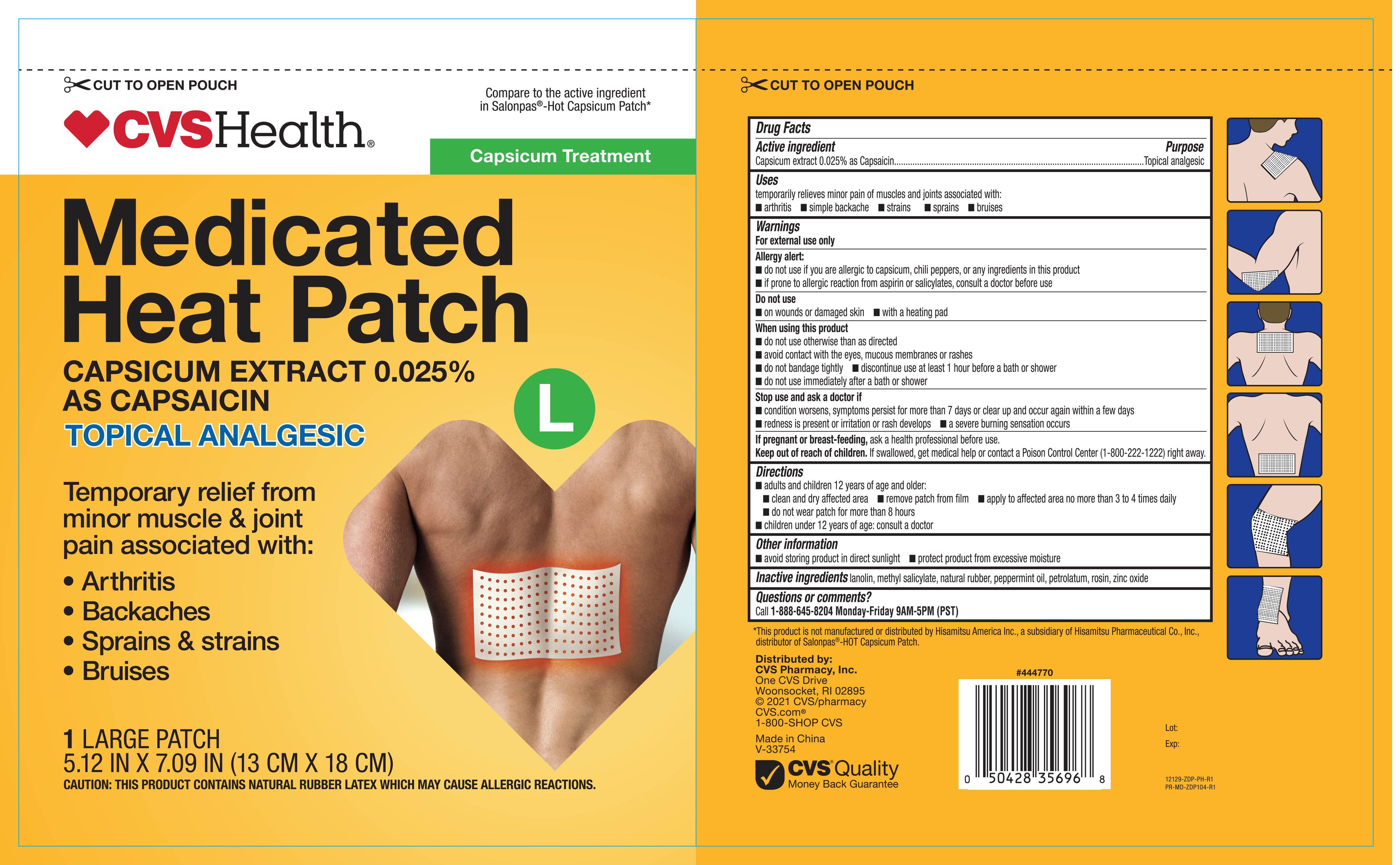 Pill image for cvs medicated heat capsicum patch 1ct (nbe salonpas) 12129 2021 zdp