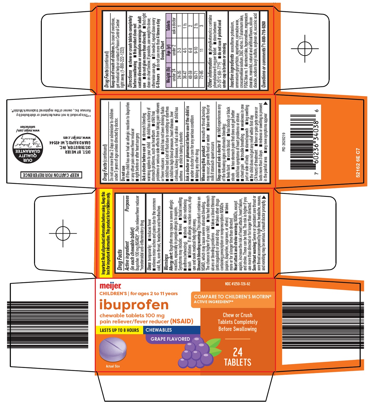 Pill image for Meijer Distribution, Inc. Children’s Ibuprofen Drug Facts
