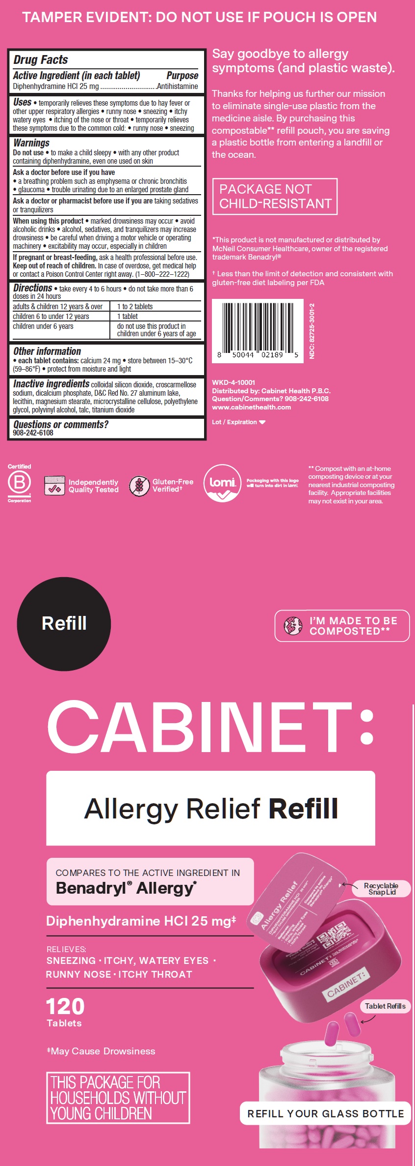 Pill image for Cabinet Allergy Relief Refill, Diphenhydramine Hci