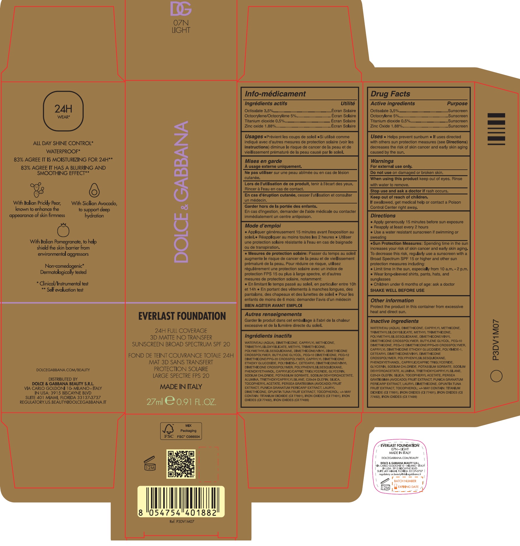 Pill image for Dolce & Gabbana Everlast Foundation Spf 20 - 07n Light