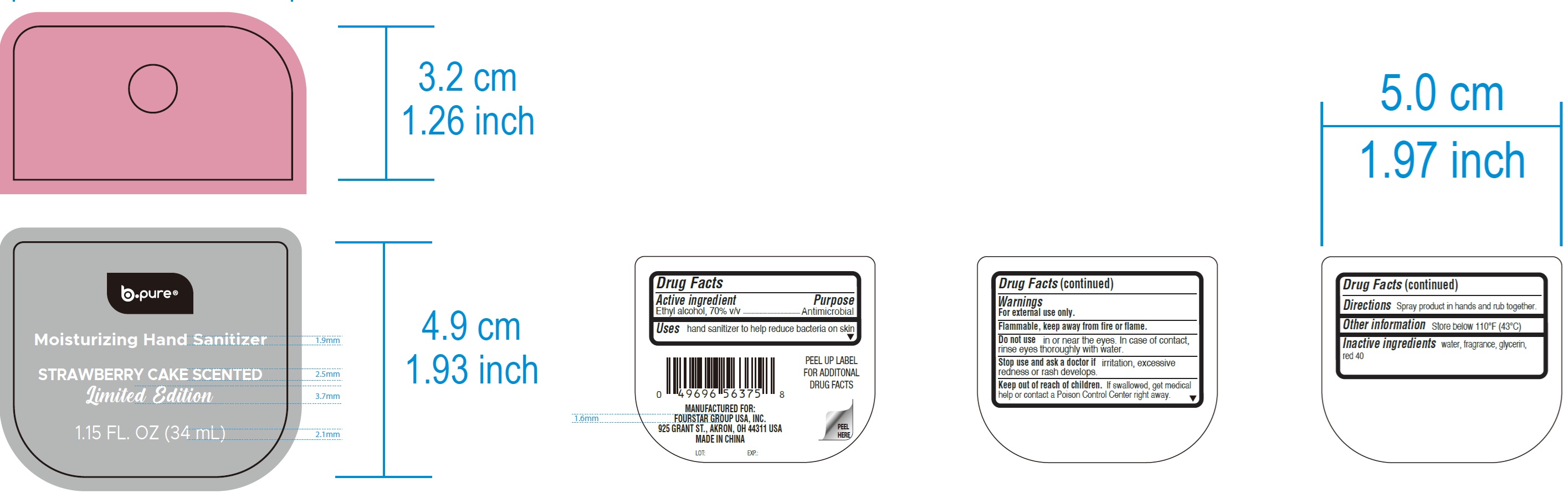 Pill image for B-pure Moisturizing Hand Sanitizer, Strawberry Cake Scented