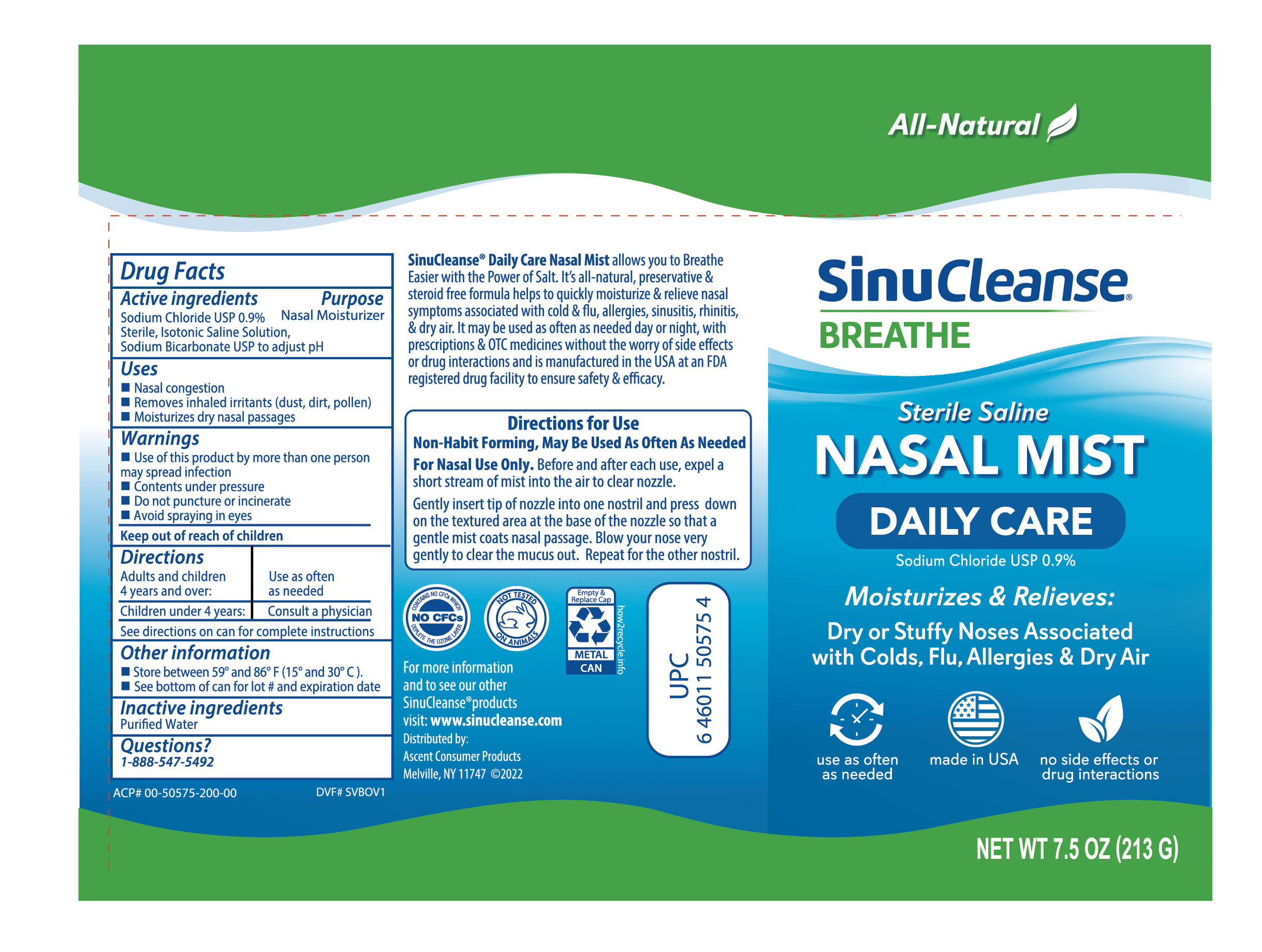 Pill image for Sinucleanse Sterile Nasal Saline Mist- Daily Care