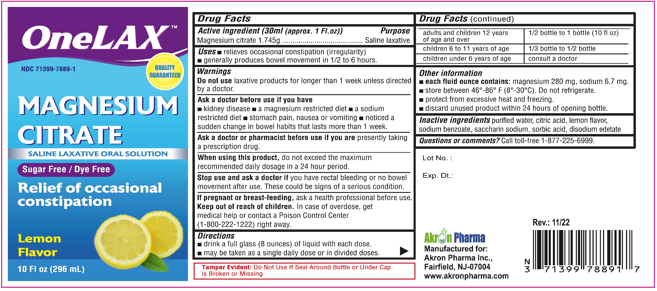 Pill image for Onelax (magnesium Citrate)