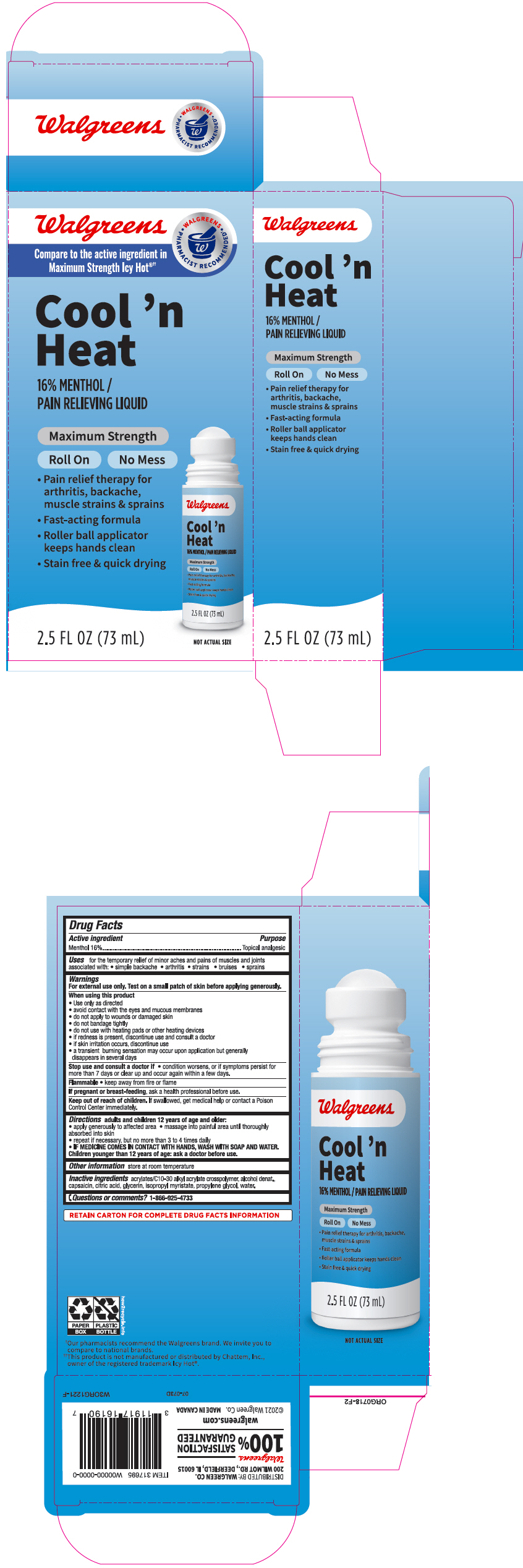 Pill image for Walgreen Cool 'n Heat Maximum Strength Pain Relieving Liquid