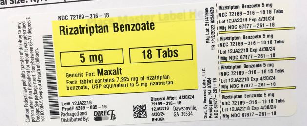 Pill image for Rizatriptan Benzoate