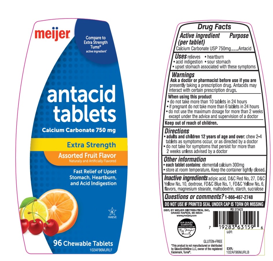 Pill image for Meijer Extra Strength Assorted Fruit Antacid Tablets Drug Facts