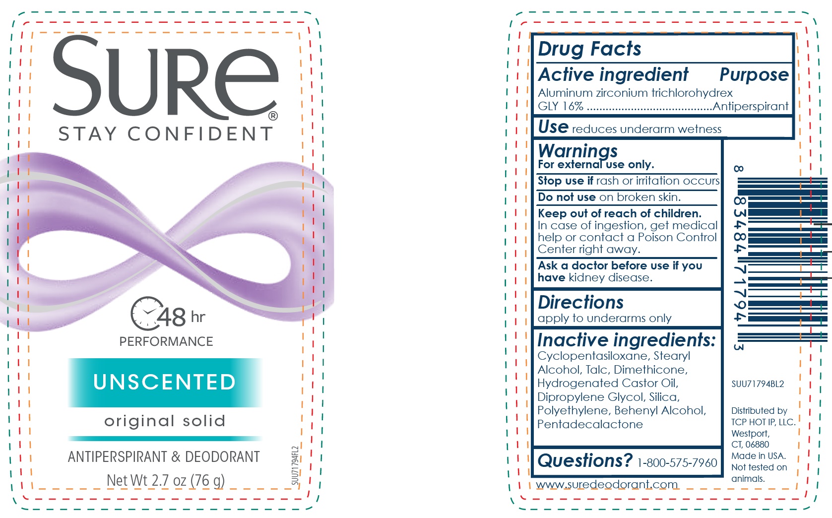 Pill image for Sure Original Solid Unscented