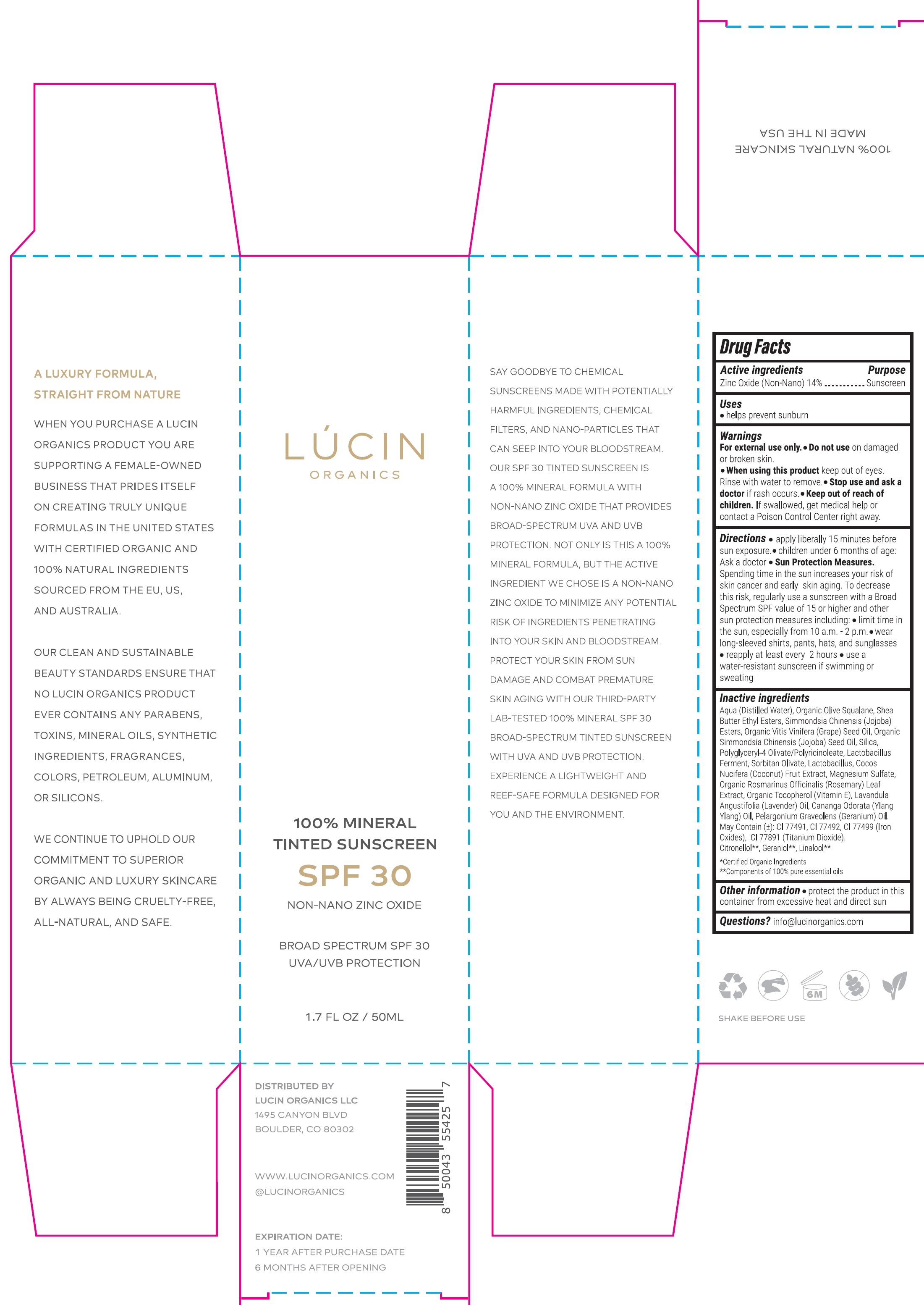 Pill image for lucin organics tinted sunscreen spf 30 non nano zinc oxide