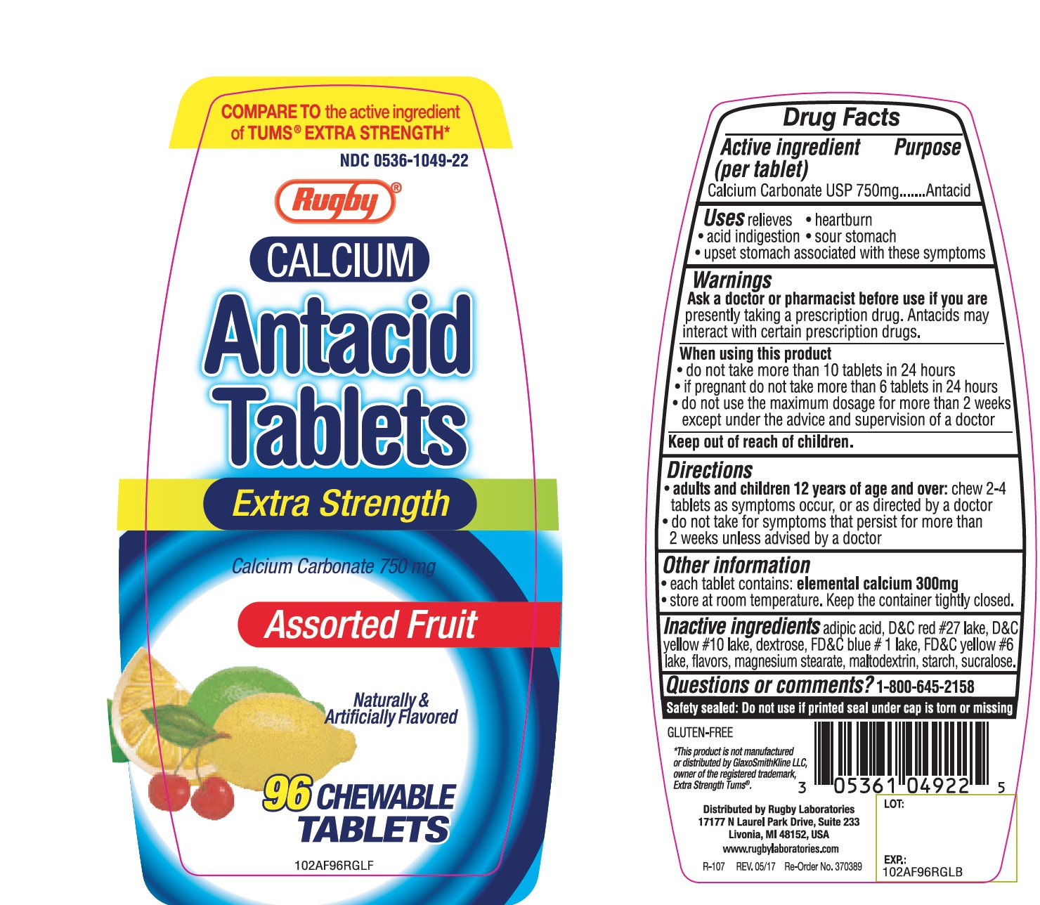Pill image for Rugby. Calcium Antacid Tablets Drug Facts