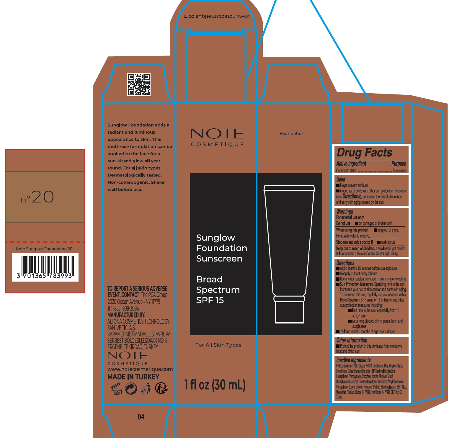 Pill image for Note Sunglow Foundation Sunscreen Spf 15, 20